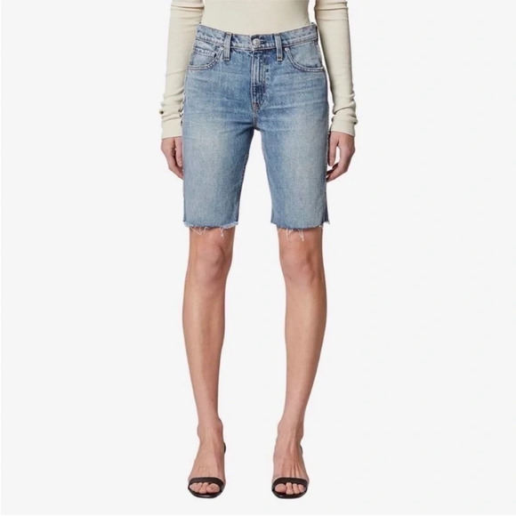HUDSON Women’s Freya High-Rise Raw Hem Denim Biker Shorts Size 31 NWT - Picture 2 of 10